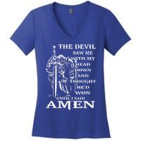 Knight Templar Kneeling Devil Saw Me With My Head Down God Gift Women's V-Neck T-Shirt