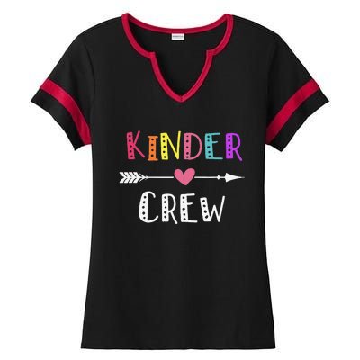 Kindergarten Teacher Kinder Crew First Day Of School Ladies Halftime Notch Neck Tee