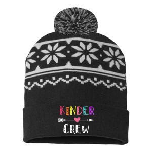 Kindergarten Teacher Kinder Crew First Day Of School USA-Made Snowflake Beanie