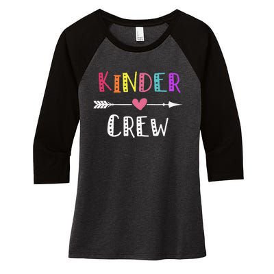 Kindergarten Teacher Kinder Crew First Day Of School Women's Tri-Blend 3/4-Sleeve Raglan Shirt