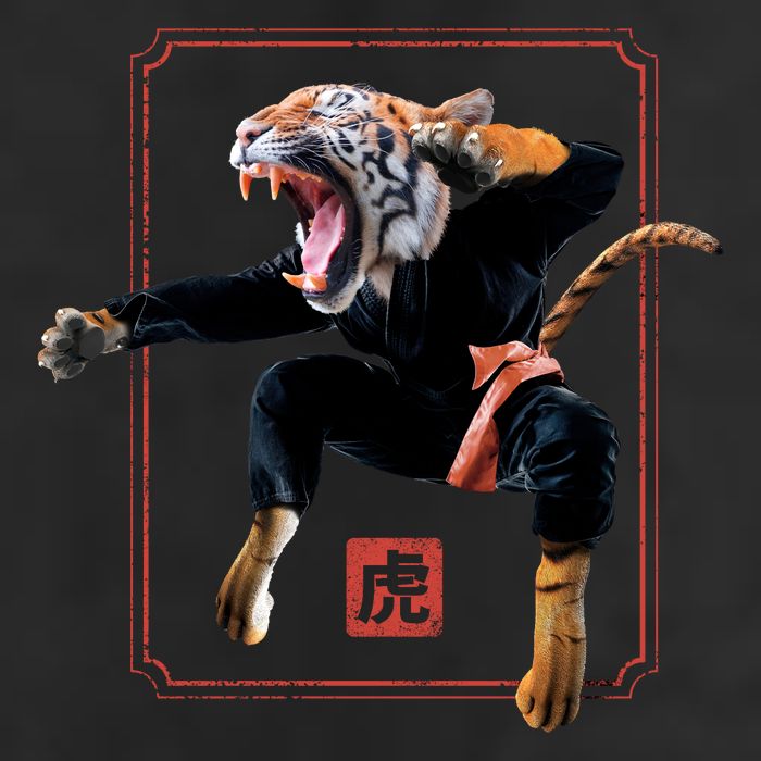 Kungfu Tiger 7 Panel Mesh Trucker Snapback Hat