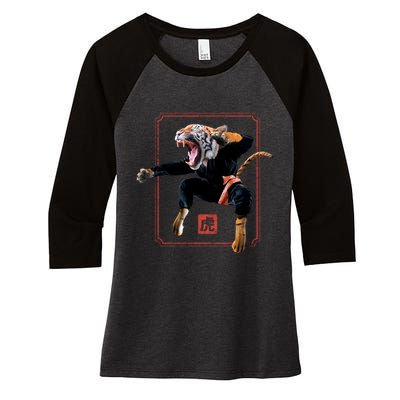 Kungfu Tiger Women's Tri-Blend 3/4-Sleeve Raglan Shirt