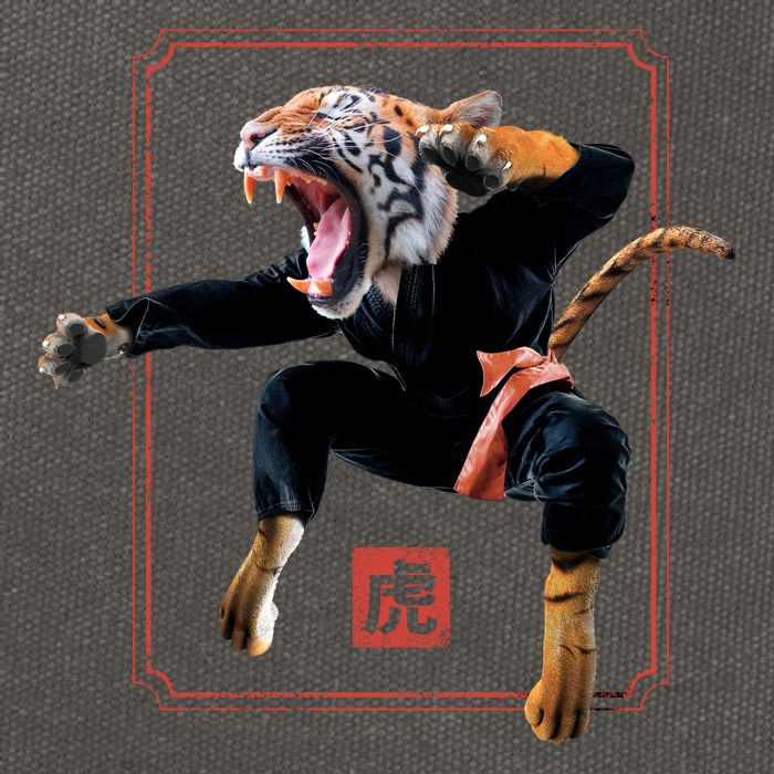 Kungfu Tiger Cotton Canvas Backpack