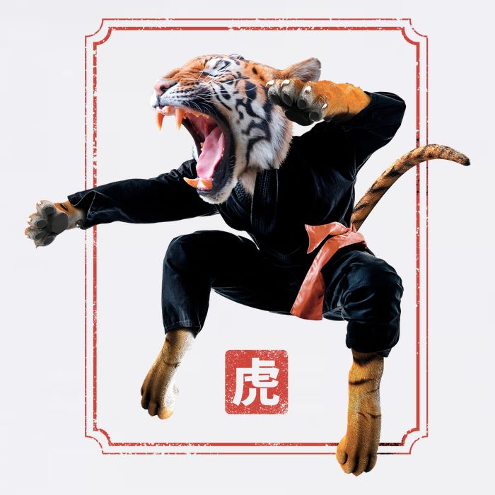 Kungfu Tiger Cropped Pullover Crew
