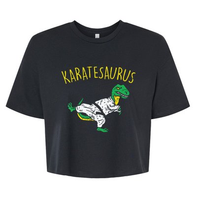 Karatesaurus Trex Karate Funny Dinosaur Martial Arts Bella+Canvas Jersey Crop Tee