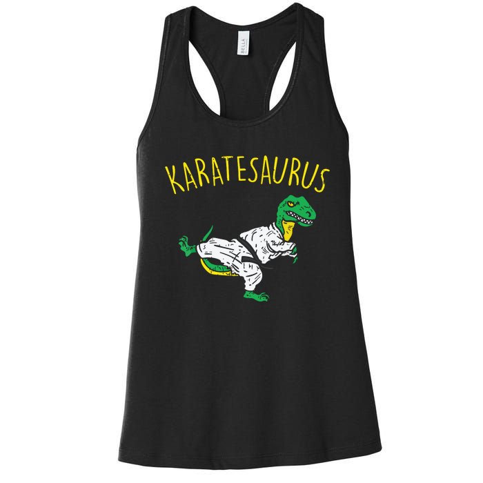 Karatesaurus Trex Karate Funny Dinosaur Martial Arts Women's Racerback Tank