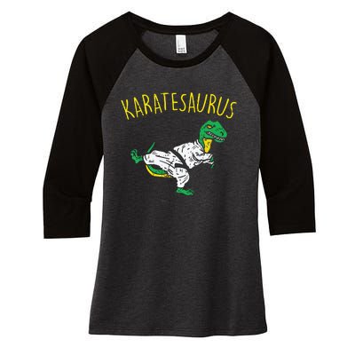 Karatesaurus Trex Karate Funny Dinosaur Martial Arts Women's Tri-Blend 3/4-Sleeve Raglan Shirt