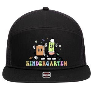 Kindergarten Teacher Life Cute Funny School 7 Panel Mesh Trucker Snapback Hat