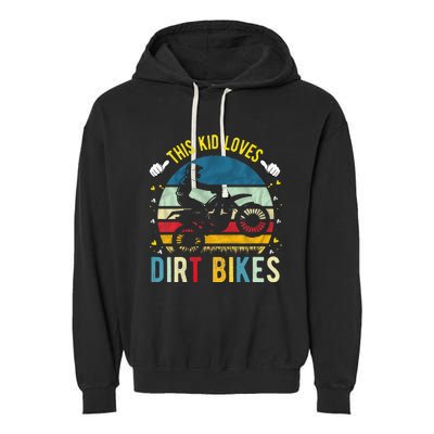 Kids This Loves Dirt Bikes Motocross Dirt Bike Garment-Dyed Fleece Hoodie