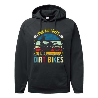 Kids This Loves Dirt Bikes Motocross Dirt Bike Performance Fleece Hoodie