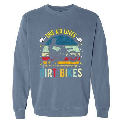 Kids This Loves Dirt Bikes Motocross Dirt Bike Garment-Dyed Sweatshirt