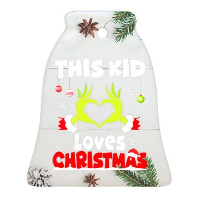 Kids This Loves Christmas Xmas Pajama Gift Ceramic Bell Ornament