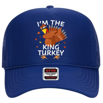 King Turkey Matching Outfit Thanksgiving Pajamas Family High Crown Mesh Back Trucker Hat