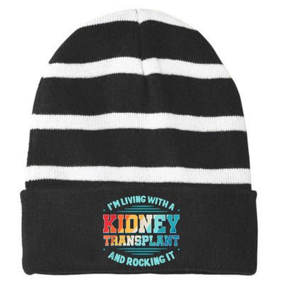 Kidney Transplant Organ Donor Transplantation Recipient Striped Beanie with Solid Band