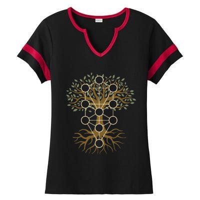 Kabbalah Tree Of Life Symbol Jewish Mysticism Ten Sefirot Ladies Halftime Notch Neck Tee