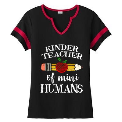 Kinder Teacher Of Mini Hu Kindergarten Team Funny Gift Meaningful Gift Ladies Halftime Notch Neck Tee