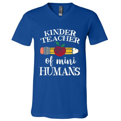 Kinder Teacher Of Mini Hu Kindergarten Team Funny Gift Meaningful Gift V-Neck T-Shirt