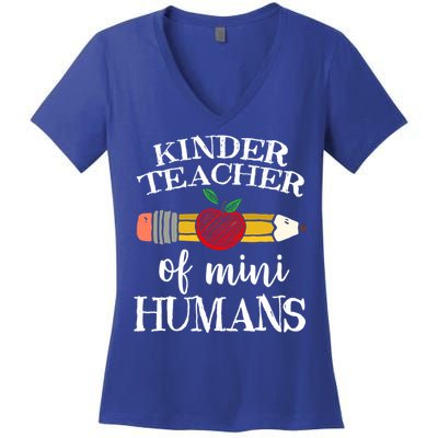 Kinder Teacher Of Mini Hu Kindergarten Team Funny Gift Meaningful Gift Women's V-Neck T-Shirt