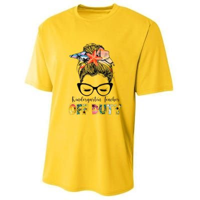 Kindergarten Teacher Off Duty Messy Bun Summer Vibes Performance Sprint T-Shirt