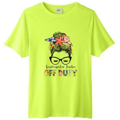 Kindergarten Teacher Off Duty Messy Bun Summer Vibes Tall Fusion ChromaSoft Performance T-Shirt