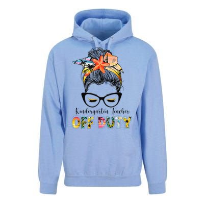 Kindergarten Teacher Off Duty Messy Bun Summer Vibes Unisex Surf Hoodie