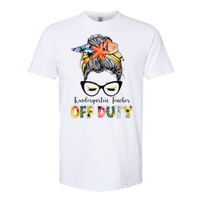 Kindergarten Teacher Off Duty Messy Bun Summer Vibes Softstyle CVC T-Shirt