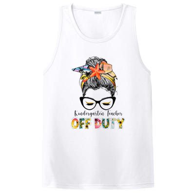 Kindergarten Teacher Off Duty Messy Bun Summer Vibes PosiCharge Competitor Tank