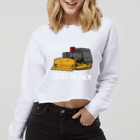 Killdozer Tread On Them Modified Bulldozer Tank Cropped Pullover Crew