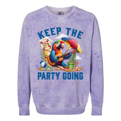 Keep The Party Going Funny Parrot Tribute Colorblast Crewneck Sweatshirt