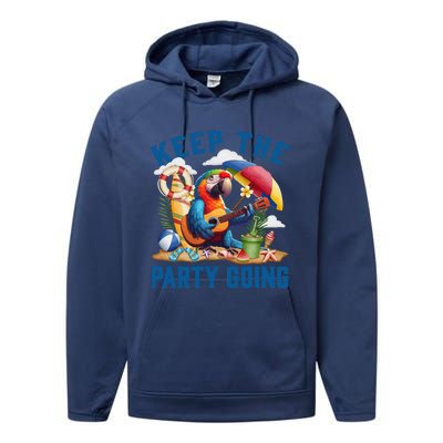 Keep The Party Going Funny Parrot Tribute Performance Fleece Hoodie