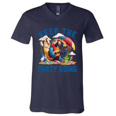 Keep The Party Going Funny Parrot Tribute V-Neck T-Shirt