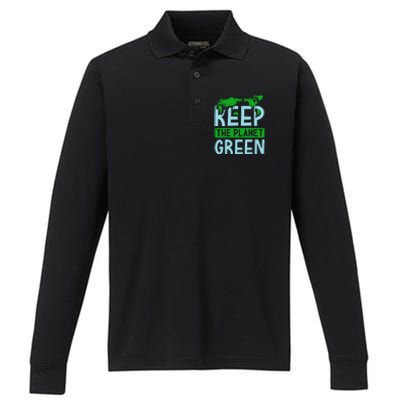 Keep The Planet Green Performance Long Sleeve Polo