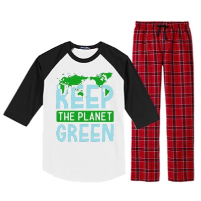 Keep The Planet Green Raglan Sleeve Pajama Set