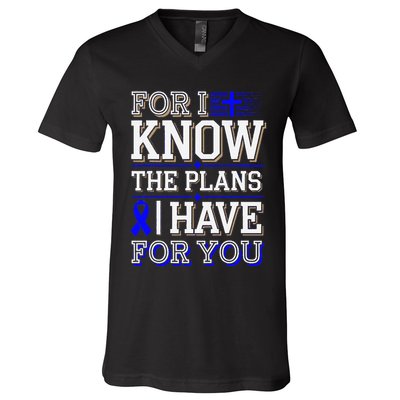 Know The Plans For You Juvenile Arthritis Awareness V-Neck T-Shirt
