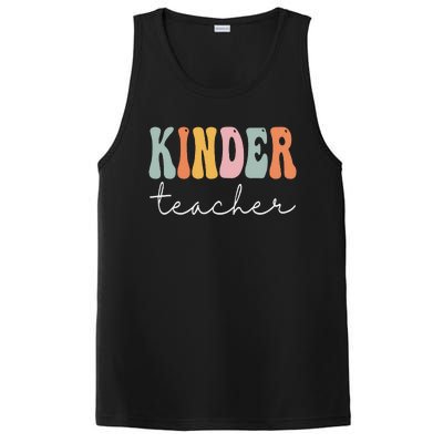 Kinder Teacher Retro Groovy Funny Happy First Day Of School PosiCharge Competitor Tank