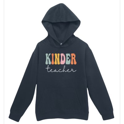 Kinder Teacher Retro Groovy Funny Happy First Day Of School Urban Pullover Hoodie