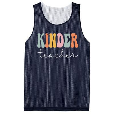 Kinder Teacher Retro Groovy Funny Happy First Day Of School Mesh Reversible Basketball Jersey Tank