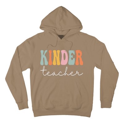 Kinder Teacher Retro Groovy Funny Happy First Day Of School Hoodie