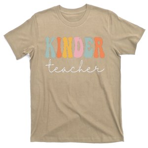 Kinder Teacher Retro Groovy Funny Happy First Day Of School T-Shirt