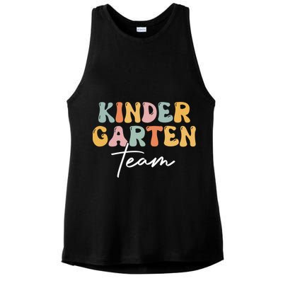 Kindergarten Team Retro Groovy Happy First Day Of School Gift Ladies PosiCharge Tri-Blend Wicking Tank