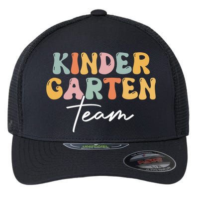 Kindergarten Team Retro Groovy Happy First Day Of School Gift Flexfit Unipanel Trucker Cap