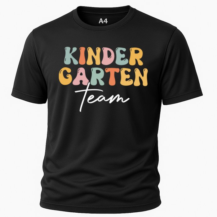 Kindergarten Team Retro Groovy Happy First Day Of School Gift Cooling Performance Crew T-Shirt