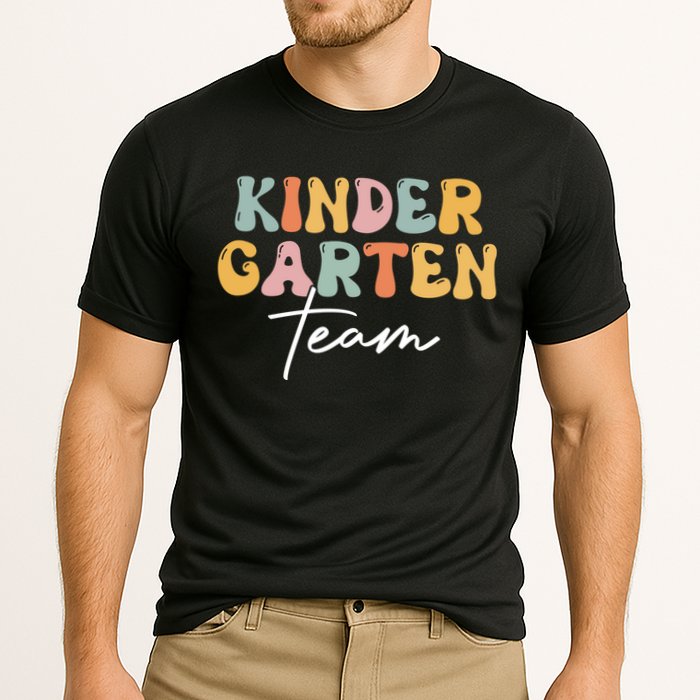 Kindergarten Team Retro Groovy Happy First Day Of School Gift Cooling Performance Crew T-Shirt