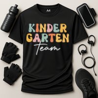 Kindergarten Team Retro Groovy Happy First Day Of School Gift Cooling Performance Crew T-Shirt