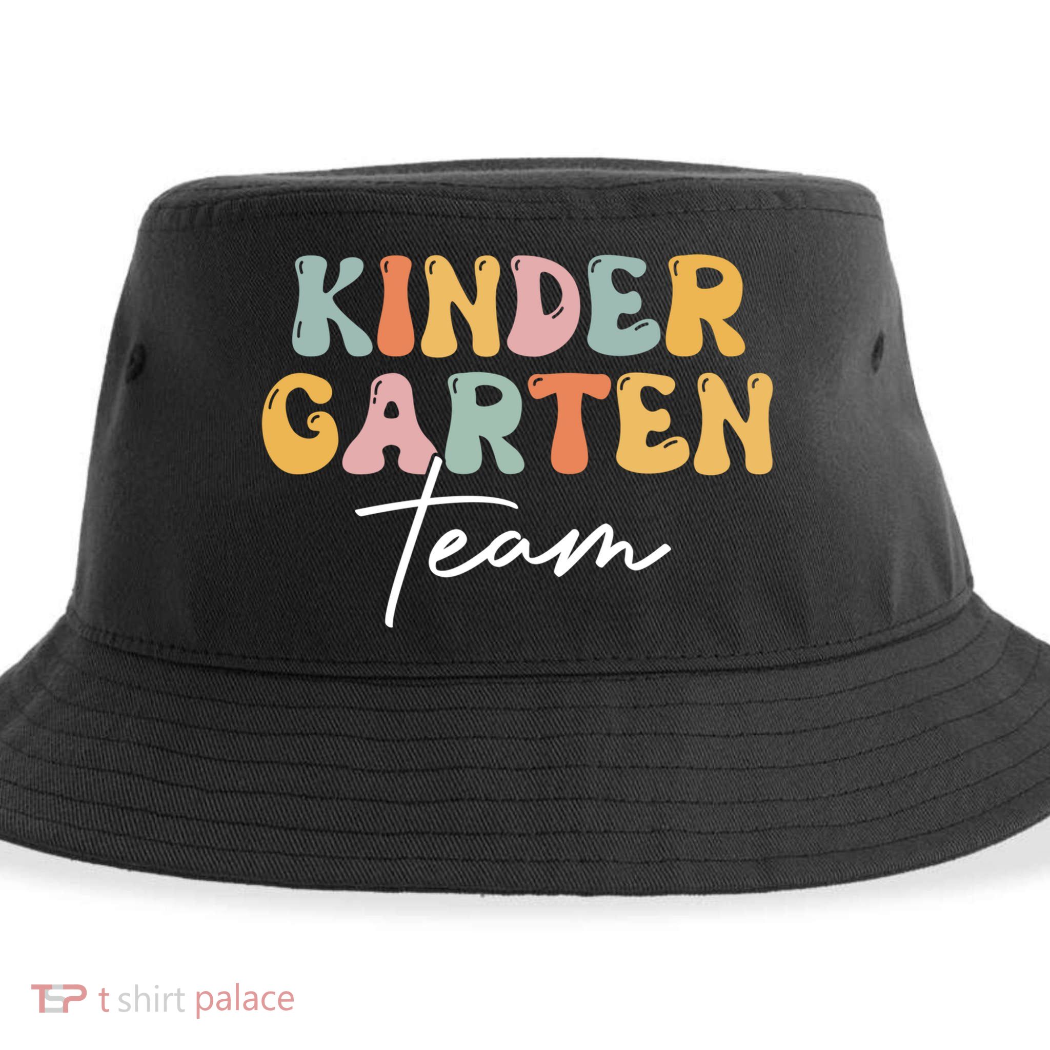 Kindergarten Team Retro Groovy Happy First Day Of School Gift Sustainable Bucket Hat