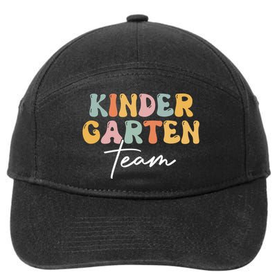 Kindergarten Team Retro Groovy Happy First Day Of School Gift 7-Panel Snapback Hat