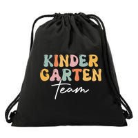 Kindergarten Team Retro Groovy Happy First Day Of School Gift Drawstring Bag