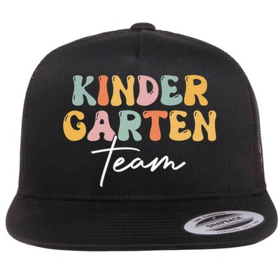 Kindergarten Team Retro Groovy Happy First Day Of School Gift Flatbill Hat