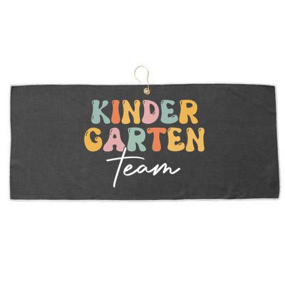 Kindergarten Team Retro Groovy Happy First Day Of School Gift Large Microfiber Waffle Golf Towel