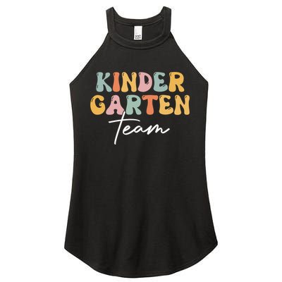 Kindergarten Team Retro Groovy Happy First Day Of School Gift Women's Perfect Tri Rocker Tank